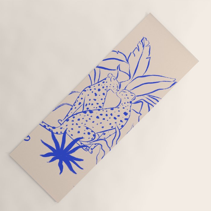 Cheetah Crush lines (cobalt) Yoga Mat Gallery Image 1