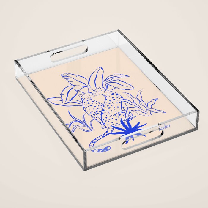 Cheetah Crush lines (cobalt) Acrylic Tray Gallery Image 1