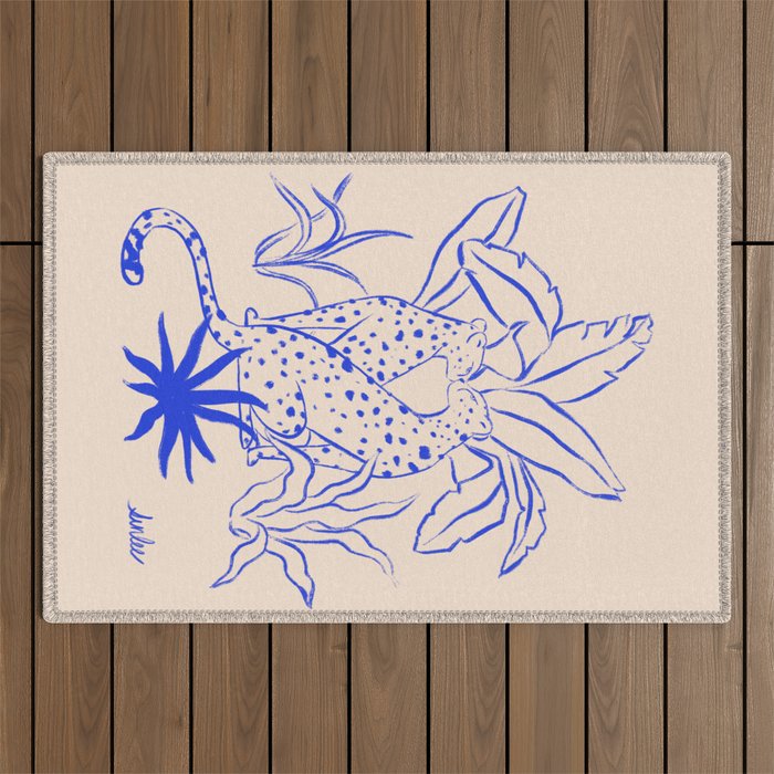 Cheetah Crush lines (cobalt) Outdoor Rug Gallery Image 1