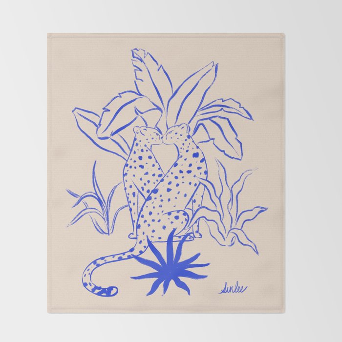Cheetah Crush lines (cobalt) Throw Blanket Gallery Image 2