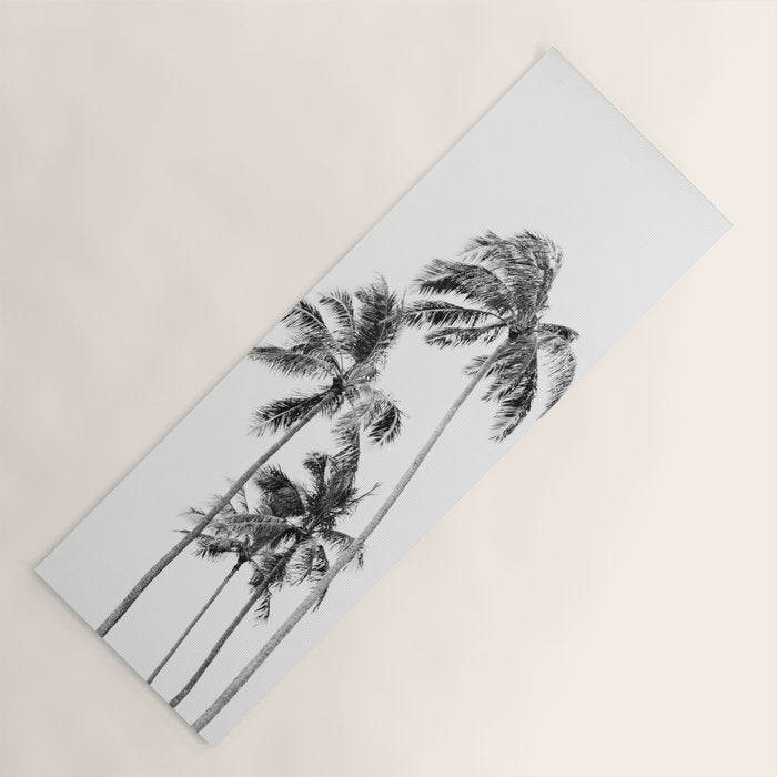 Palm Trees - Black and White Photography Yoga Mat Gallery Image 1