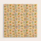 Colorful retro flower art frame art pattern Wood Wall Art Gallery Image 1