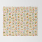 Colorful retro flower art frame art pattern Throw Blanket Gallery Image 2