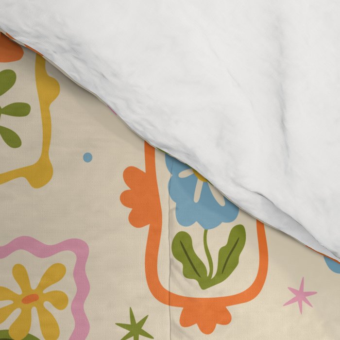Colorful retro flower art frame art pattern Comforter Gallery Image 4