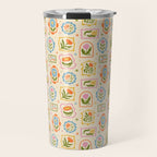 Colorful retro flower art frame art pattern Travel Mug Gallery Image 1