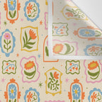 Colorful retro flower art frame art pattern Wall Tapestry Gallery Image 3