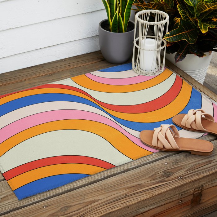 Retro Waves Outdoor Rug Gallery Image 2