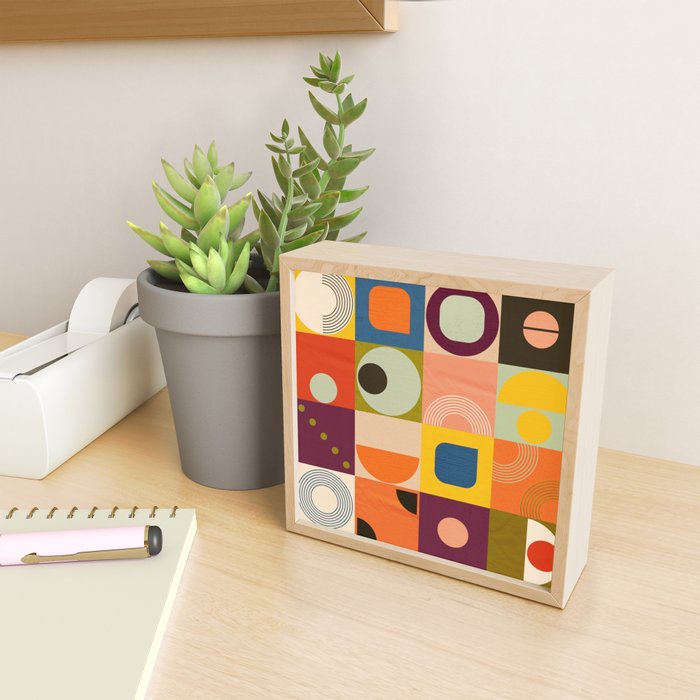 Vibrant Geometric Squares and Circles Pattern - Modern Craft Mini Art Print Gallery Image 2
