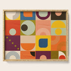Vibrant Geometric Squares and Circles Pattern - Modern Craft Serving Tray Gallery Image 1