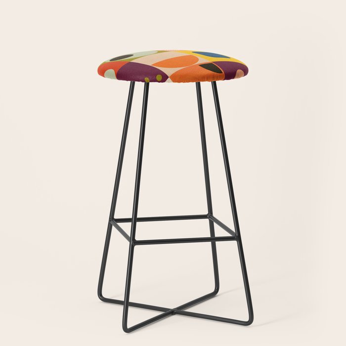 Vibrant Geometric Squares and Circles Pattern - Modern Craft Stool Gallery Image 1