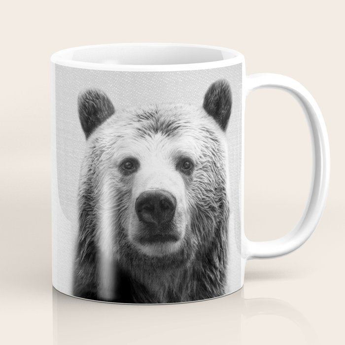Bear - Black & White Coffee Mug Gallery Image 1