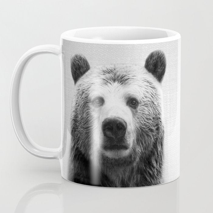 Bear - Black & White Coffee Mug Gallery Image 3