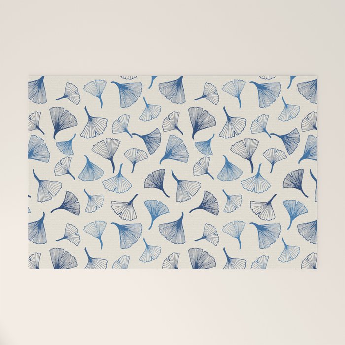 Ginko leaves blue Welcome Mat Gallery Image 1
