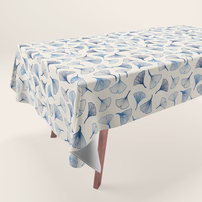 Ginko leaves blue Tablecloth Gallery Image 1