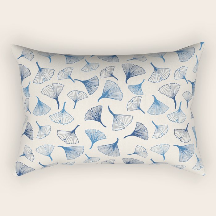 Ginko leaves blue Rectangular Pillow Gallery Image 1