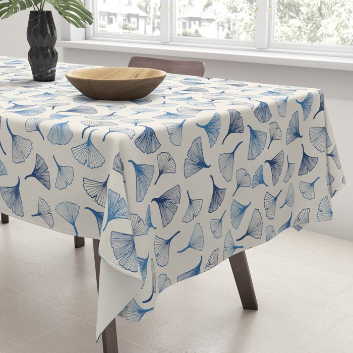 Ginko leaves blue Tablecloth Gallery Image 3