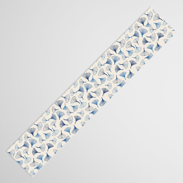 Ginko leaves blue Table Runner Gallery Image 3