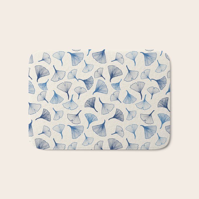 Ginko leaves blue Bath Mat Gallery Image 1