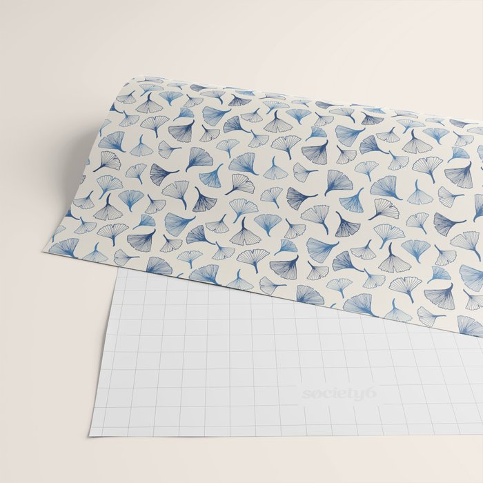 Ginko leaves blue Wrapping Paper Gallery Image 2
