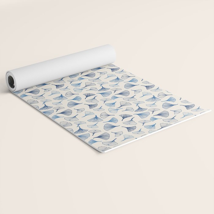 Ginko leaves blue Yoga Mat Gallery Image 2