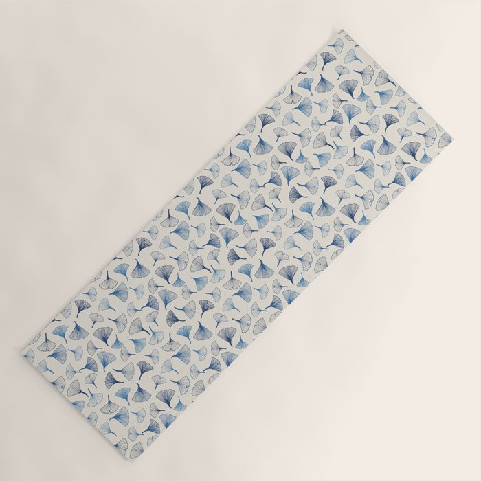Ginko leaves blue Yoga Mat Gallery Image 1