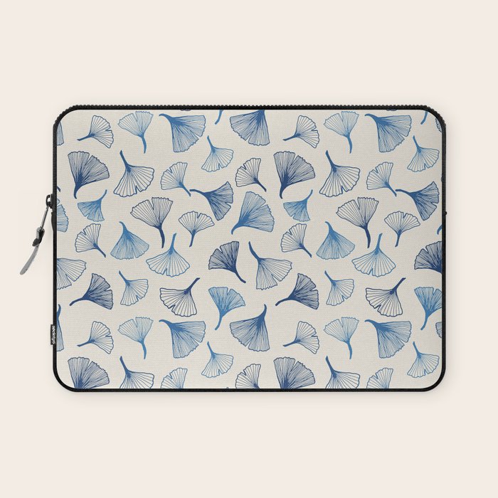 Ginko leaves blue Laptop Sleeve Gallery Image 1