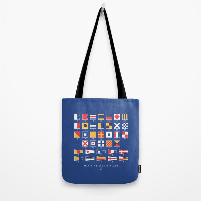 Maritime Nautical Signal Flags Chart - Navy Tote Bag Gallery Image 2