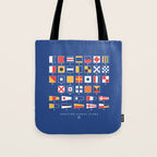 Maritime Nautical Signal Flags Chart - Navy Tote Bag Gallery Image 1