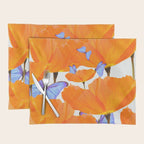 Poppies And Butterflies White Background #decor #society6 #buyart Placemat Gallery Image 1