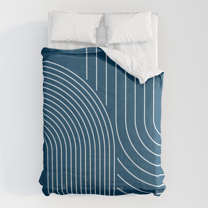 Geometric Lines in night Blue 16 (Rainbow Abstract) Comforter Gallery Image 1