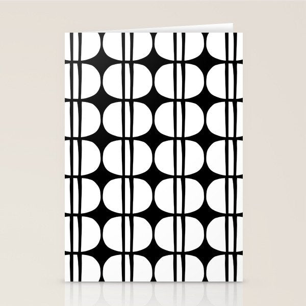 Mid Century Modern Scandinavian Geometric 132 Black and White Stationery Card Gallery Image 2