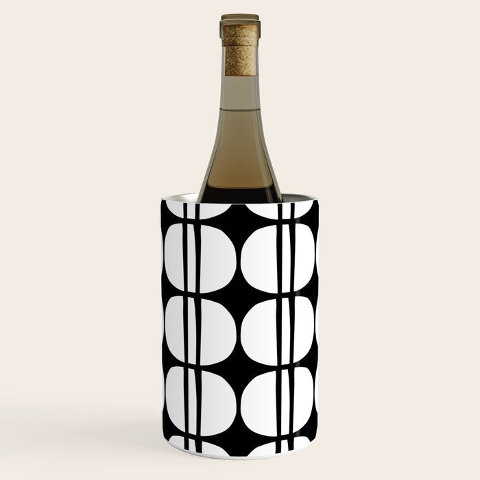 Mid Century Modern Scandinavian Geometric 132 Black and White Wine Chiller Gallery Image 1