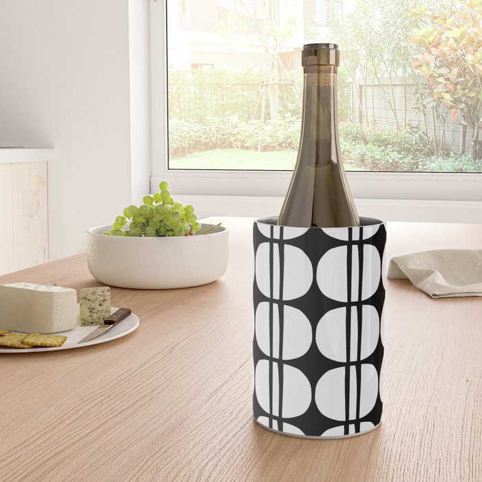 Mid Century Modern Scandinavian Geometric 132 Black and White Wine Chiller Gallery Image 4