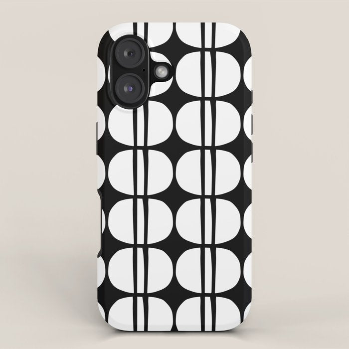 Mid Century Modern Scandinavian Geometric 132 Black and White iPhone Case Gallery Image 1