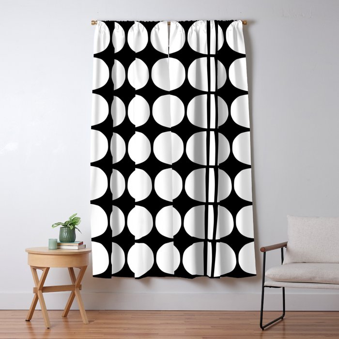 Mid Century Modern Scandinavian Geometric 132 Black and White Window Curtain Gallery Image 5