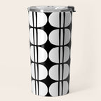 Mid Century Modern Scandinavian Geometric 132 Black and White Travel Mug Gallery Image 2
