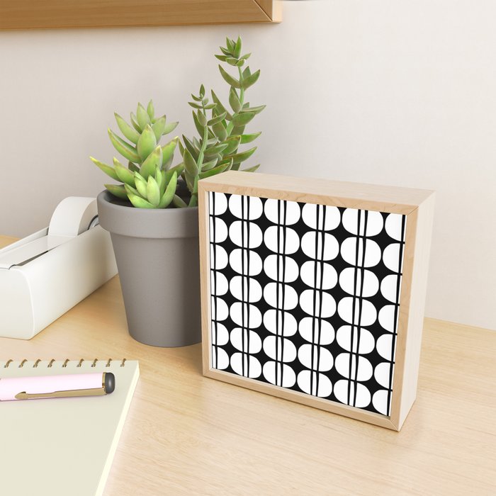 Mid Century Modern Scandinavian Geometric 132 Black and White Mini Art Print Gallery Image 2