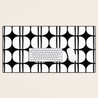 Mid Century Modern Scandinavian Geometric 132 Black and White Desk Mat Gallery Image 1