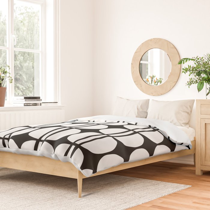 Mid Century Modern Scandinavian Geometric 132 Black and White Duvet Cover Gallery Image 2