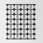 Mid Century Modern Scandinavian Geometric 132 Black and White Throw Blanket Gallery Image 2