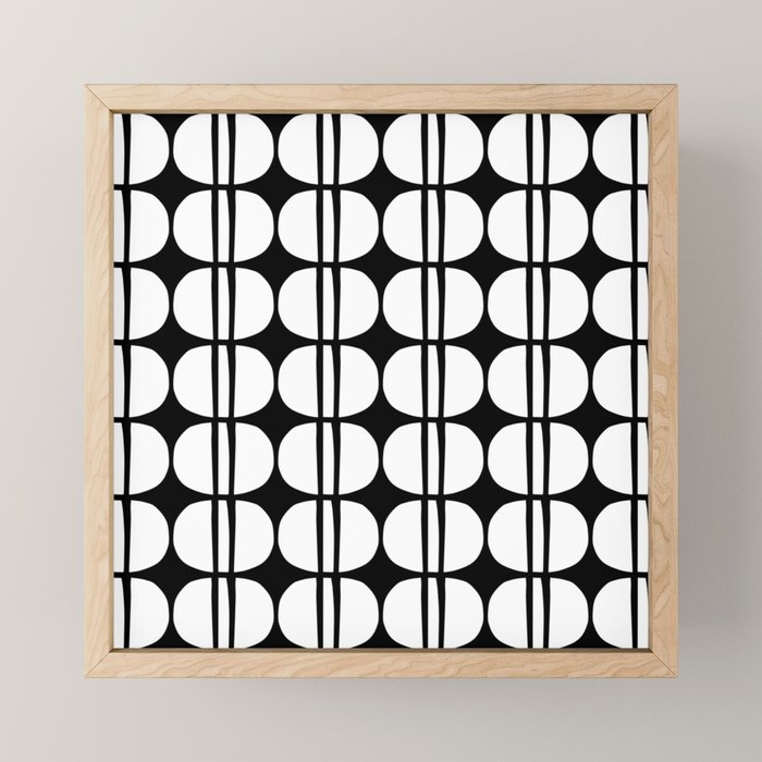 Mid Century Modern Scandinavian Geometric 132 Black and White Mini Art Print Gallery Image 1