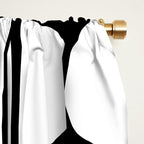 Mid Century Modern Scandinavian Geometric 132 Black and White Window Curtain Gallery Image 2