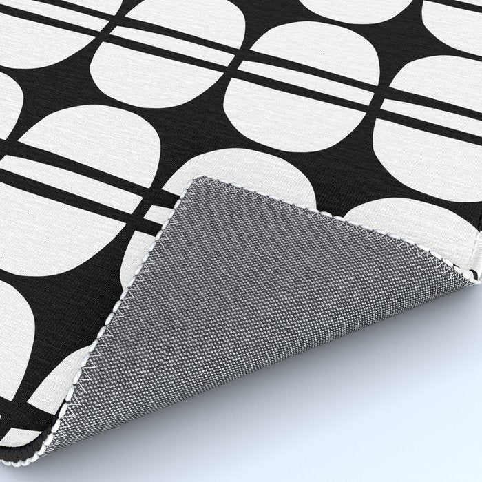 Mid Century Modern Scandinavian Geometric 132 Black and White Rug Gallery Image 4