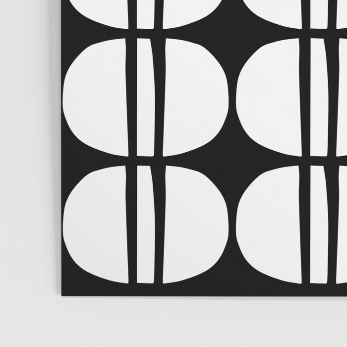 Mid Century Modern Scandinavian Geometric 132 Black and White Poster Gallery Image 3