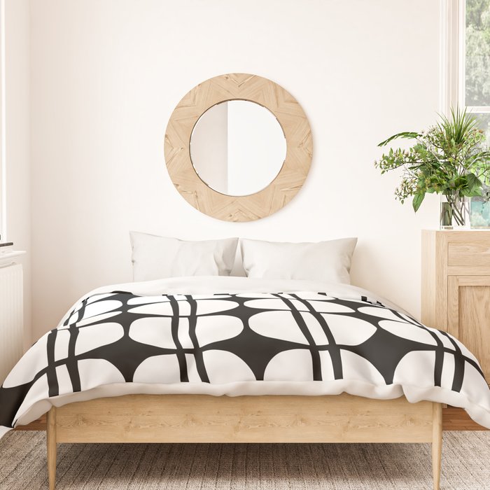Mid Century Modern Scandinavian Geometric 132 Black and White Duvet Cover Gallery Image 3