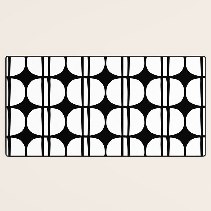 Mid Century Modern Scandinavian Geometric 132 Black and White Desk Mat Gallery Image 3