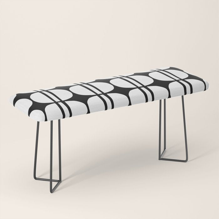 Mid Century Modern Scandinavian Geometric 132 Black and White Bench Gallery Image 1