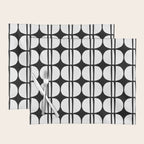 Mid Century Modern Scandinavian Geometric 132 Black and White Placemat Gallery Image 1