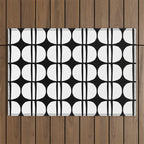 Mid Century Modern Scandinavian Geometric 132 Black and White Outdoor Rug Gallery Image 1