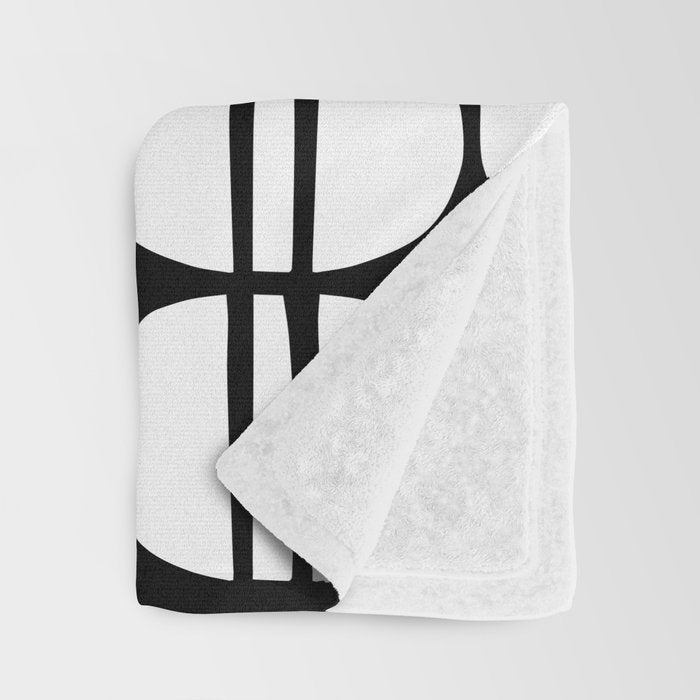 Mid Century Modern Scandinavian Geometric 132 Black and White Throw Blanket Gallery Image 3